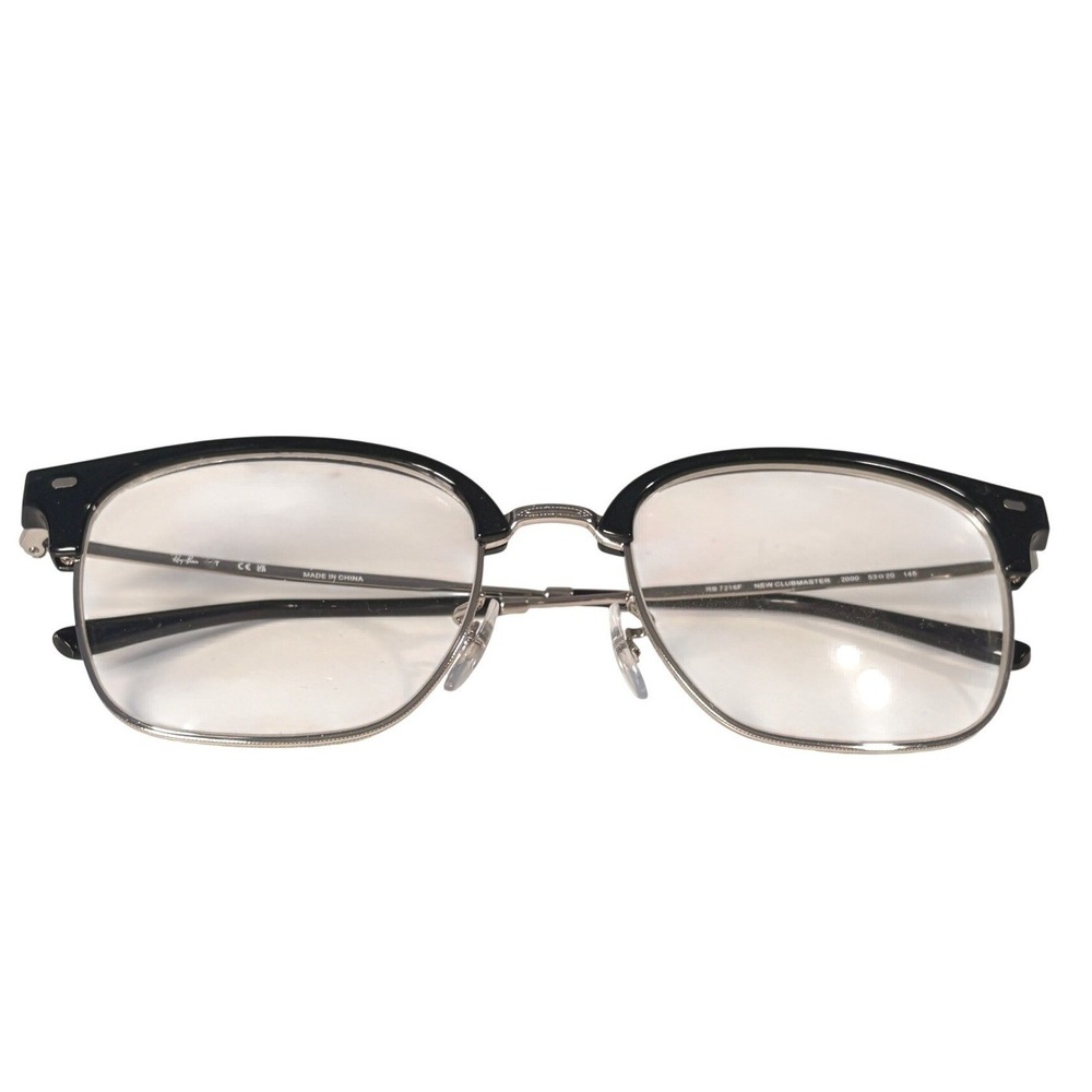 Ray-Ban New Clubmaster RB 7216F 2000 Black Silver Eyeglasses 53-20-145 Square
